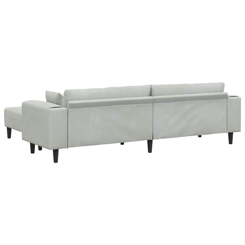 Fløjls Sofa med pude 3 pcs Lysegrå 208 cm Fløjl