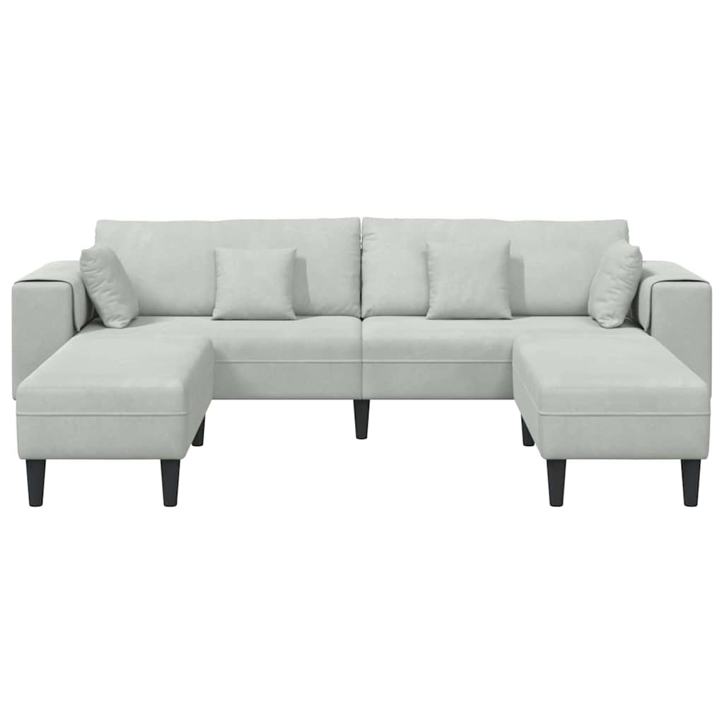 Fløjls Sofa med pude 3 pcs Lysegrå 208 cm Fløjl