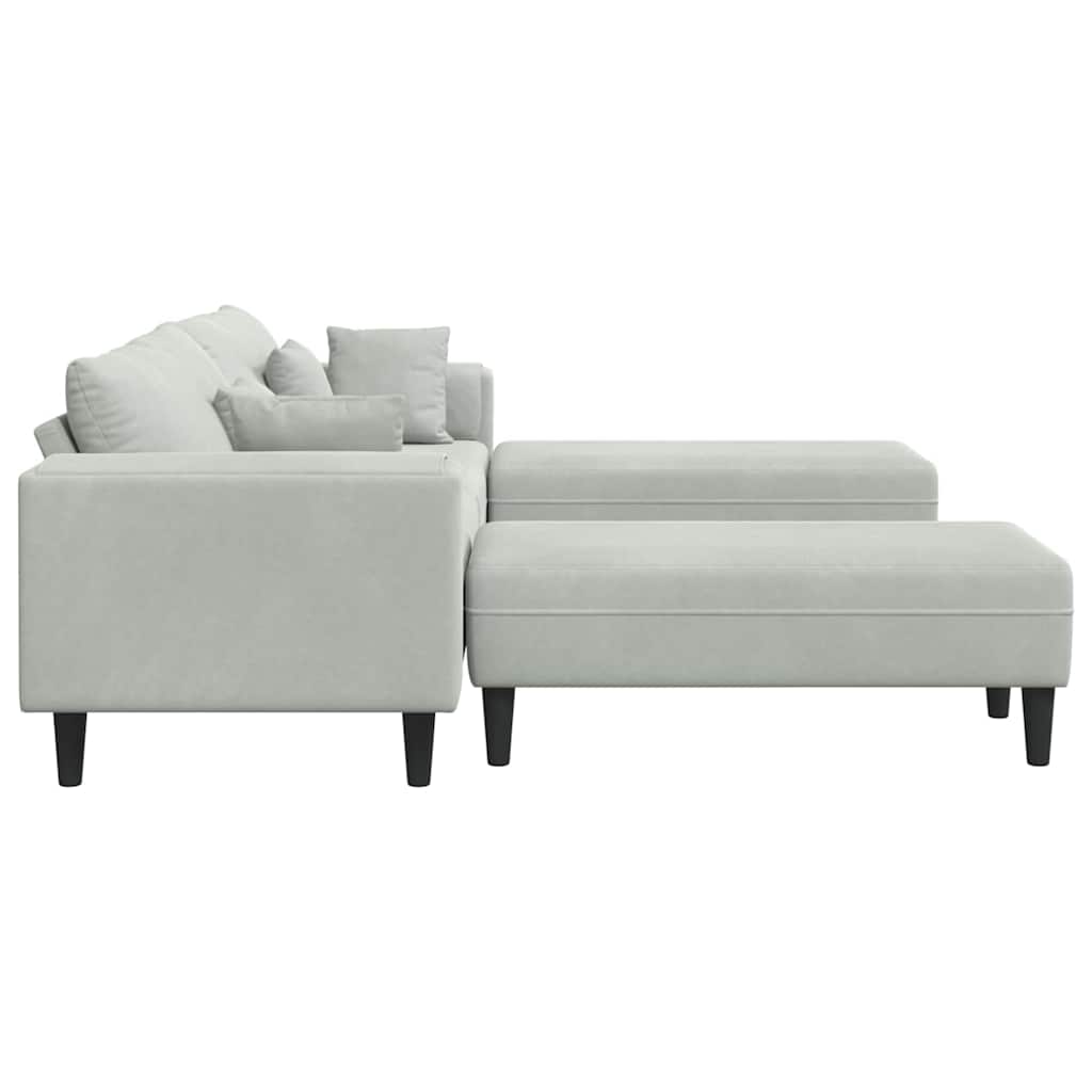 Fløjls Sofa med pude 3 pcs Lysegrå 208 cm Fløjl