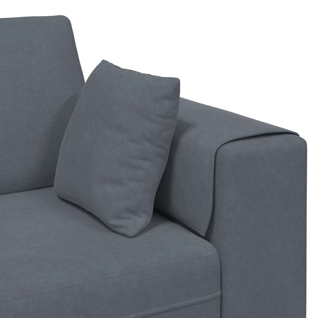 Fløjls Sofa med pude 3 pcs Mørkegrå 208 cm Fløjl