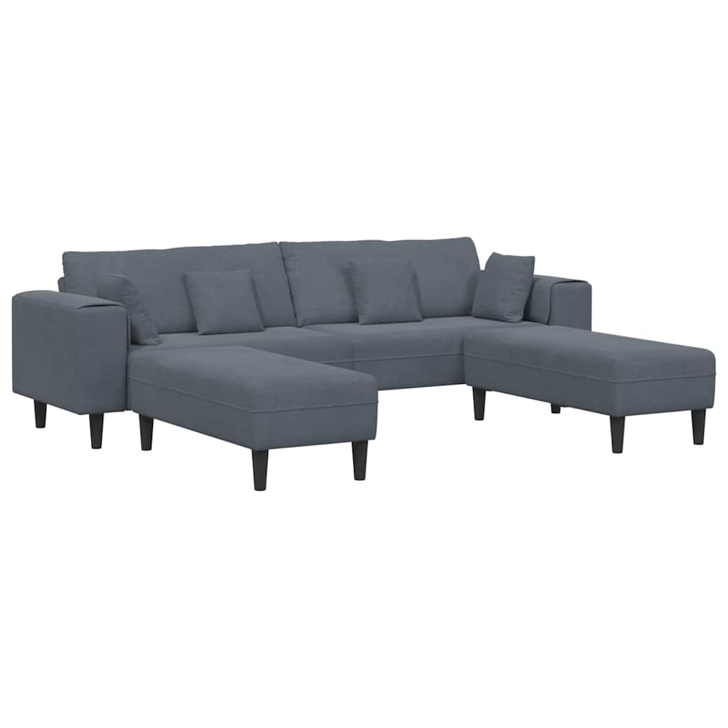 Fløjls Sofa med pude 3 pcs Mørkegrå 208 cm Fløjl