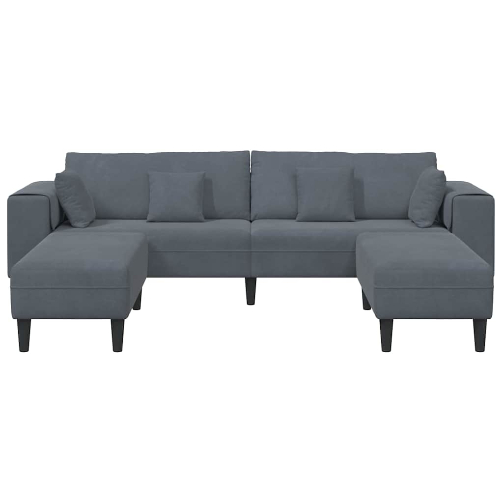 Fløjls Sofa med pude 3 pcs Mørkegrå 208 cm Fløjl