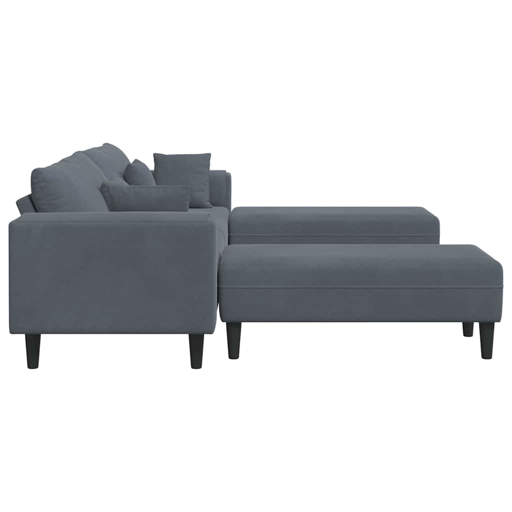 Fløjls Sofa med pude 3 pcs Mørkegrå 208 cm Fløjl