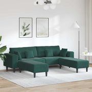 Fløjls Sofa med pude 3 pcs Mørkegrøn 208 cm Fløjl