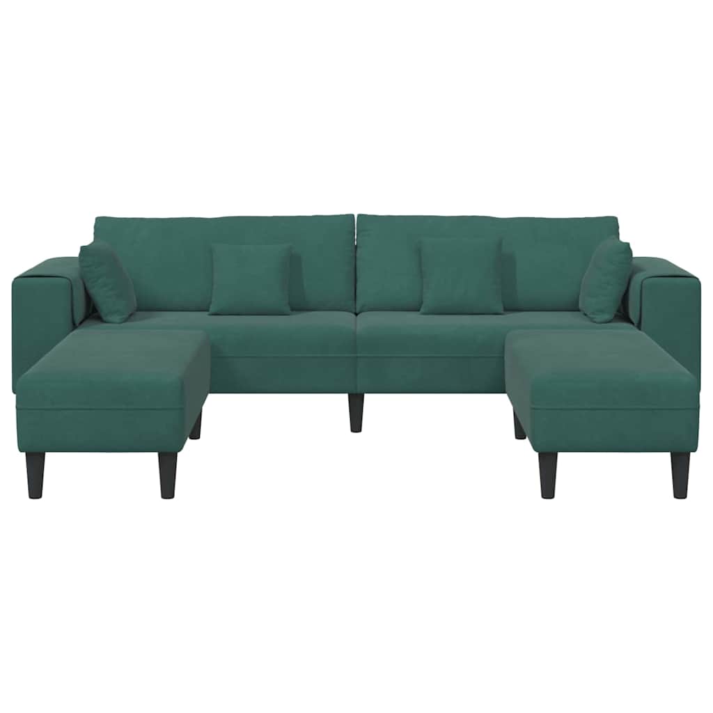 Fløjls Sofa med pude 3 pcs Mørkegrøn 208 cm Fløjl