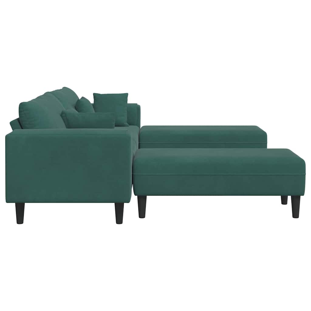 Fløjls Sofa med pude 3 pcs Mørkegrøn 208 cm Fløjl