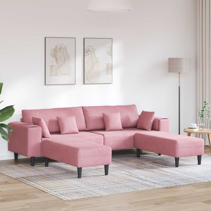 Sofa 3 pcs Lyserød 250 x 188 x 76 cm Fløjl