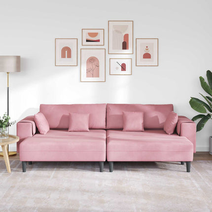 Sofa 3 pcs Lyserød 250 x 188 x 76 cm Fløjl