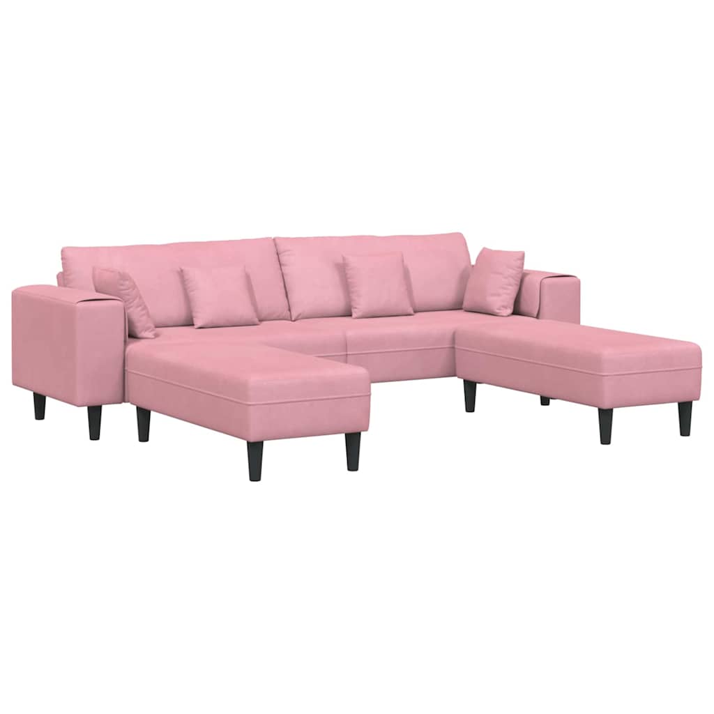 Fløjls Sofa med pude 3 pcs Lyserød 208 cm Fløjl