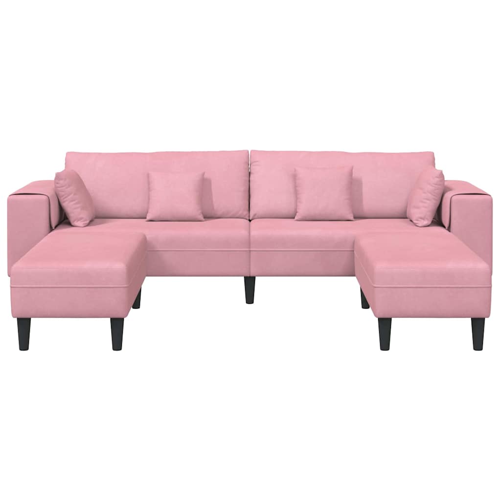 Fløjls Sofa med pude 3 pcs Lyserød 208 cm Fløjl