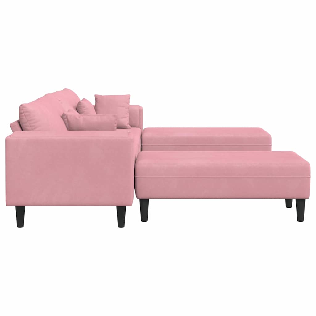 Fløjls Sofa med pude 3 pcs Lyserød 208 cm Fløjl