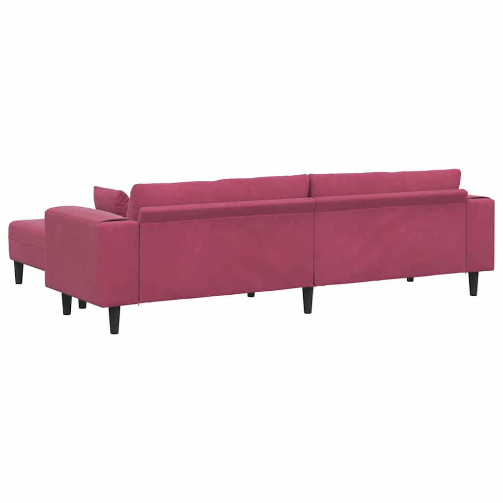 Fløjls Sofa med pude 3 pcs Vinrød 208 cm Fløjl