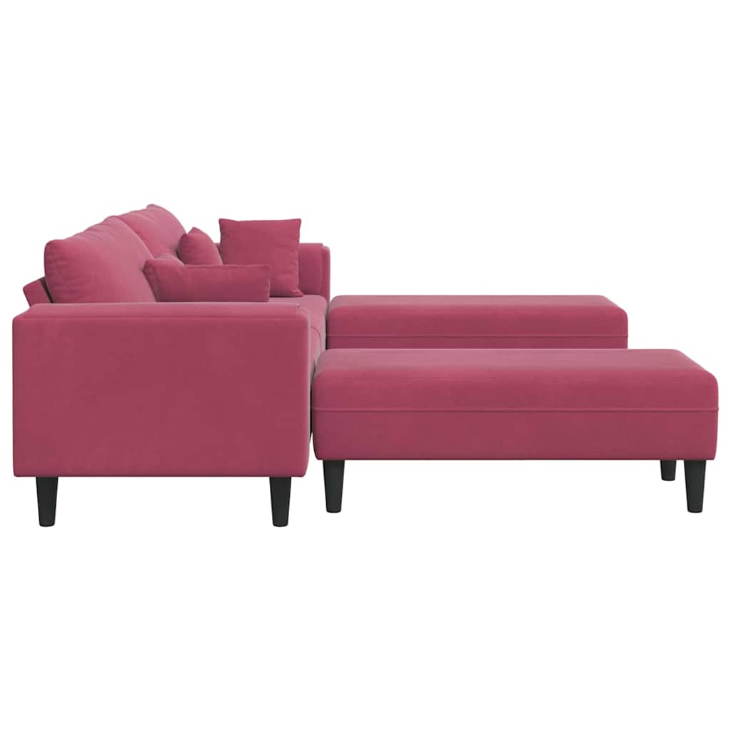 Fløjls Sofa med pude 3 pcs Vinrød 208 cm Fløjl