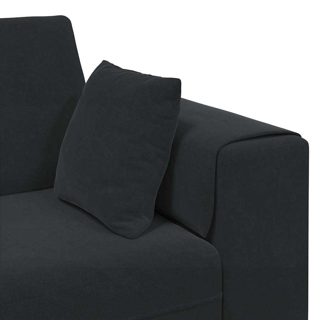 Fløjls Sofa med pude 3 pcs Sort 208 cm Fløjl