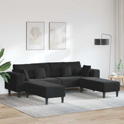 Fløjls Sofa med pude 3 pcs Sort 208 cm Fløjl