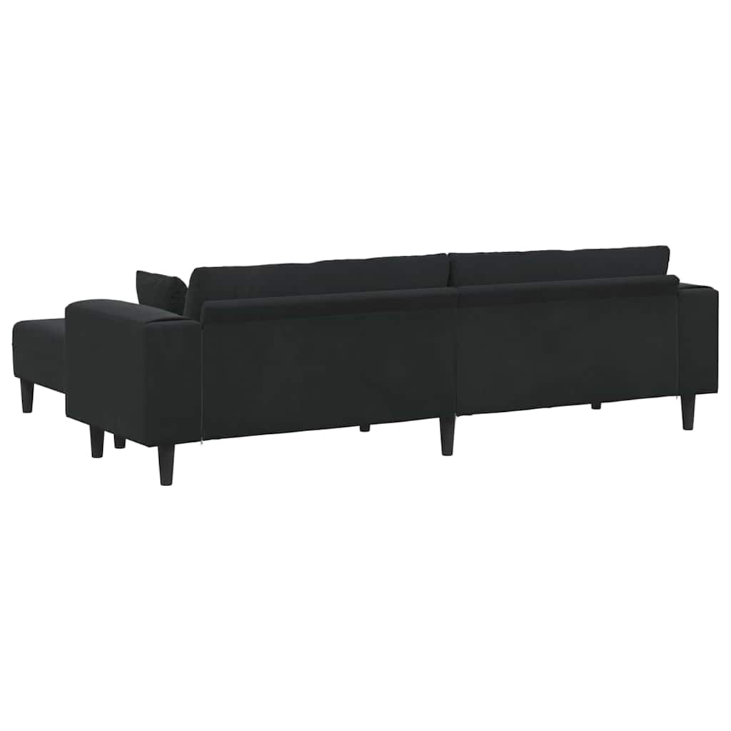Fløjls Sofa med pude 3 pcs Sort 208 cm Fløjl