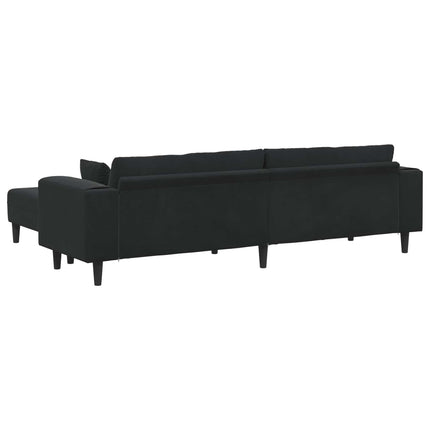 Sofa 3 pcs Sort 250 x 188 x 76 cm Fløjl