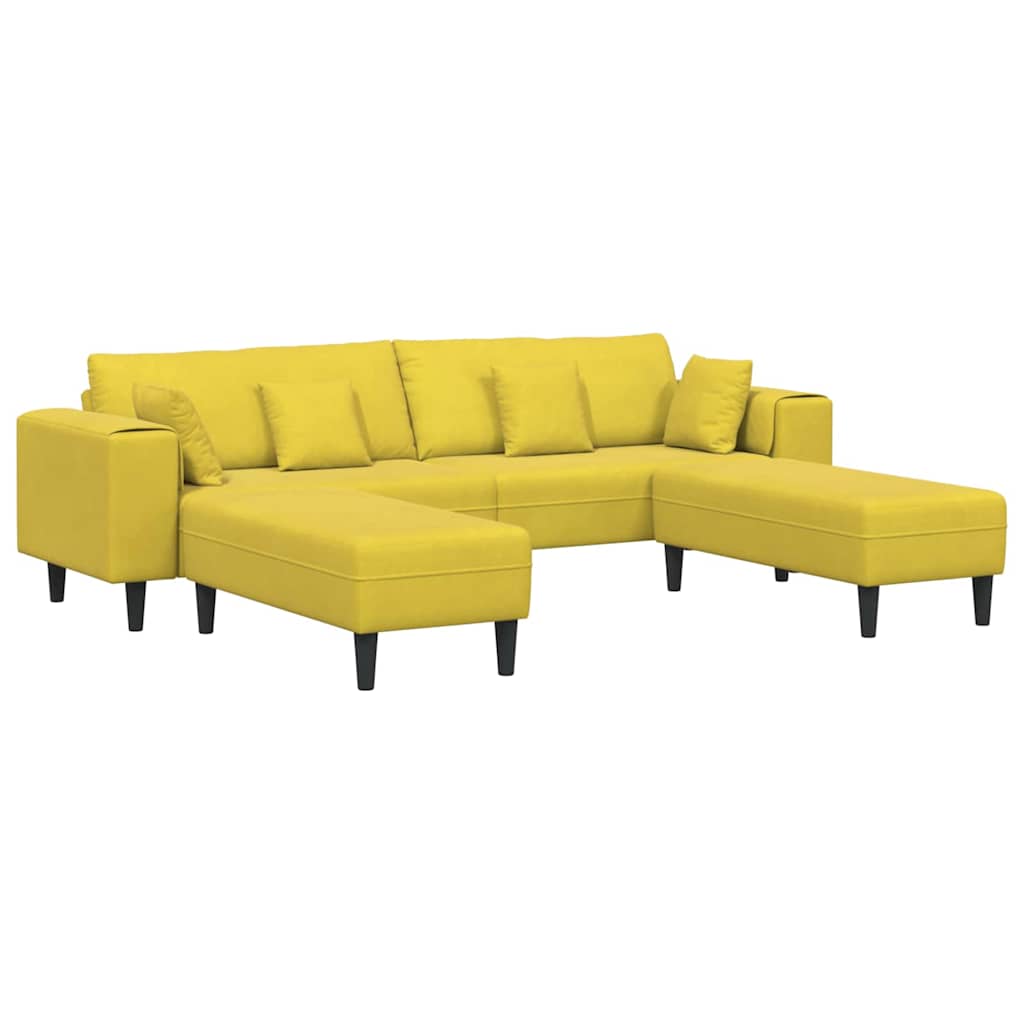 Fløjls Sofa med pude 3 pcs Gul 208 cm Fløjl