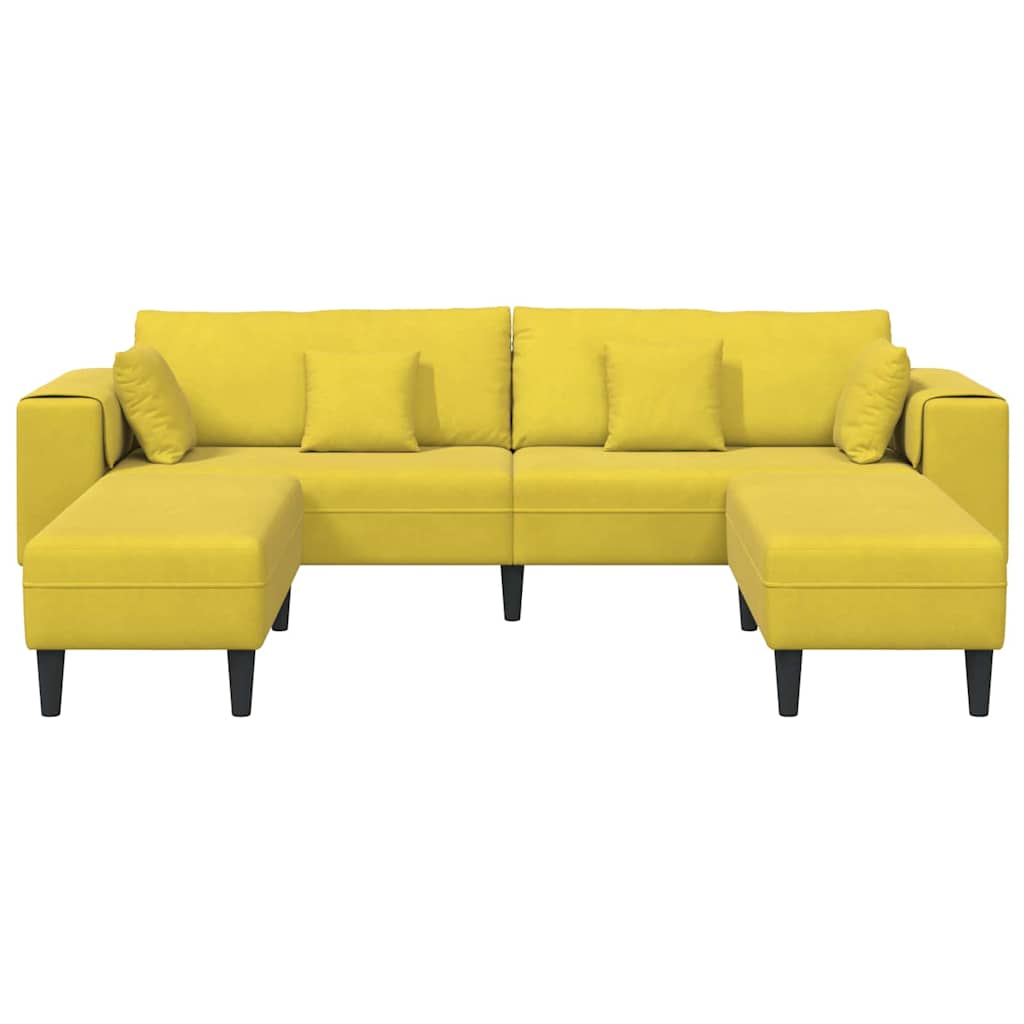 Fløjls Sofa med pude 3 pcs Gul 208 cm Fløjl