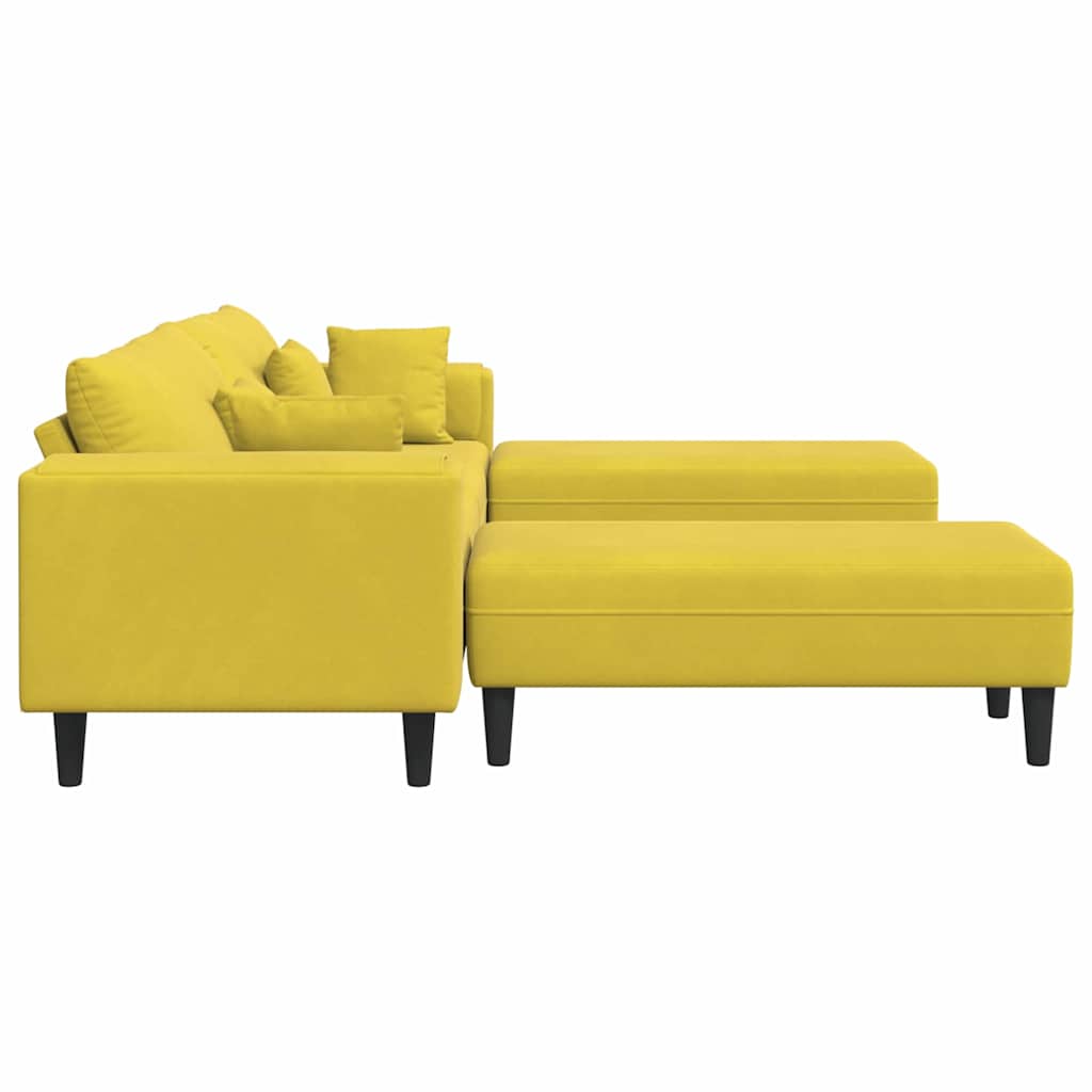 Fløjls Sofa med pude 3 pcs Gul 208 cm Fløjl