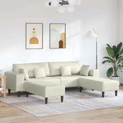 Fløjls Sofa med pude 3 pcs Creme 208 cm Fløjl
