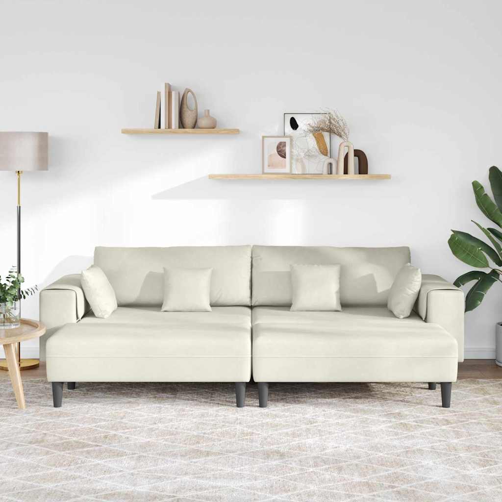 Fløjls Sofa med pude 3 pcs Creme 208 cm Fløjl