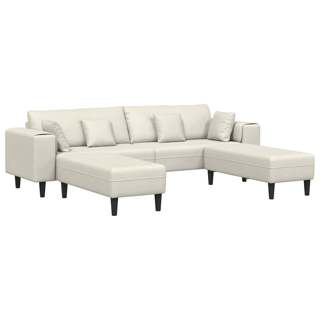 Fløjls Sofa med pude 3 pcs Creme 208 cm Fløjl