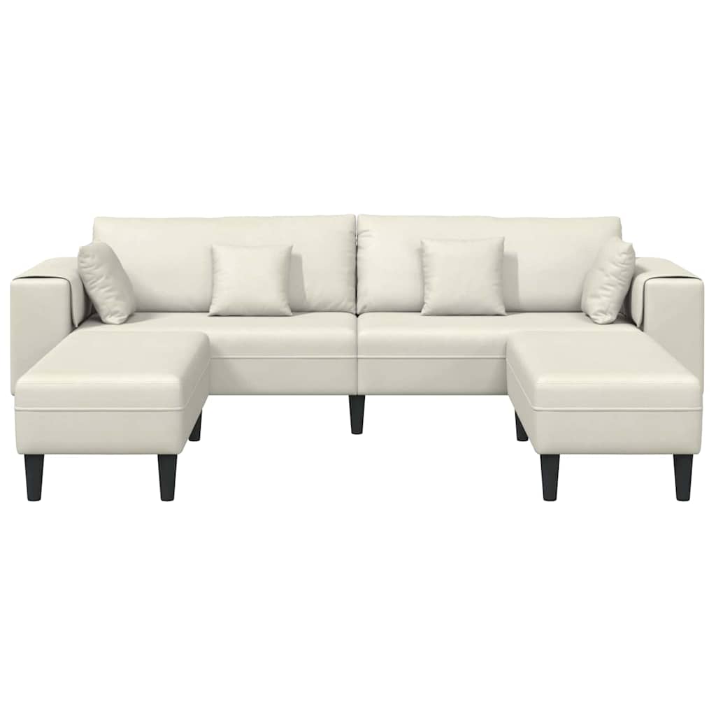 Fløjls Sofa med pude 3 pcs Creme 208 cm Fløjl