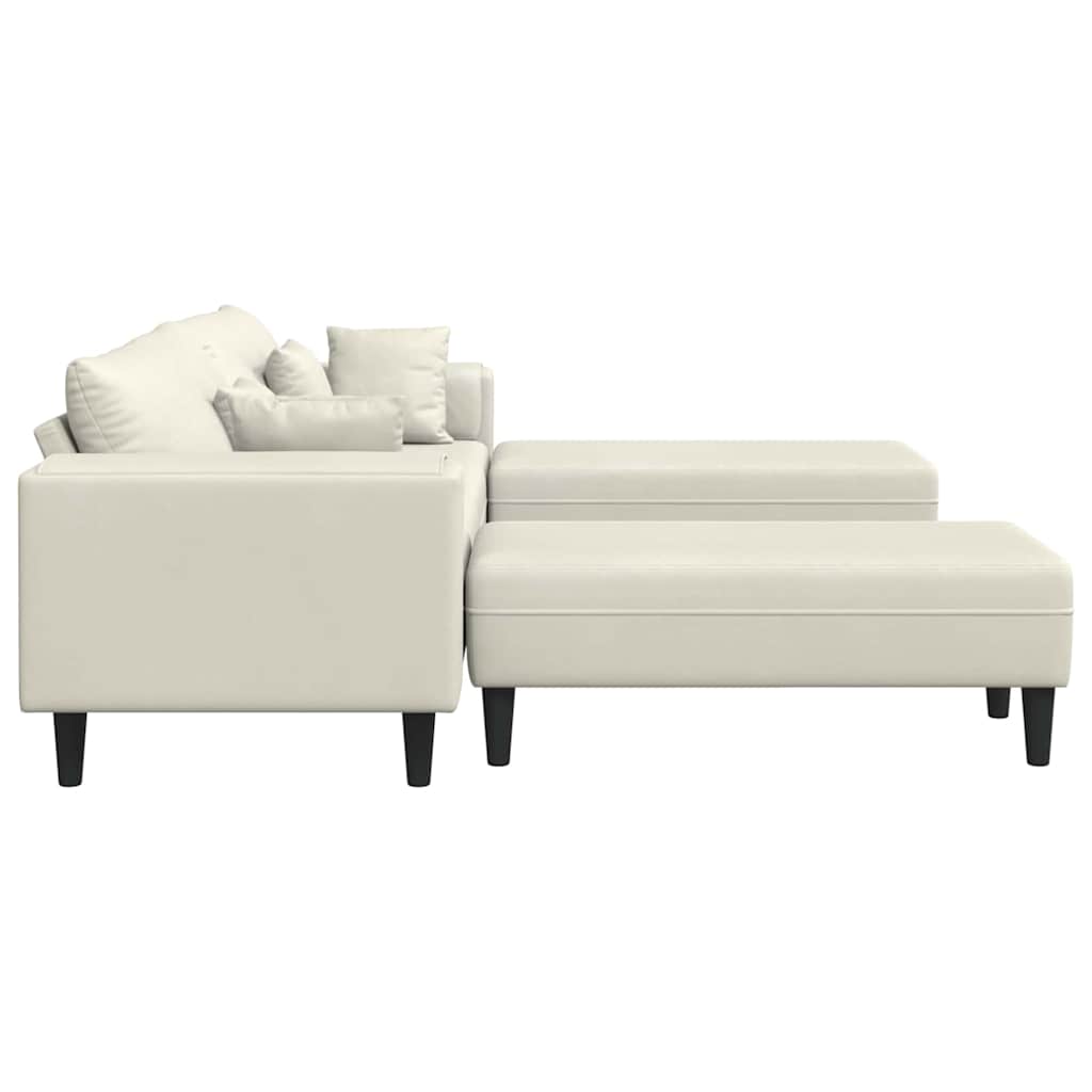 Fløjls Sofa med pude 3 pcs Creme 208 cm Fløjl