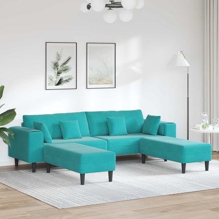 Sofa 3 pcs Turkis 250 x 188 x 76 cm Fløjl