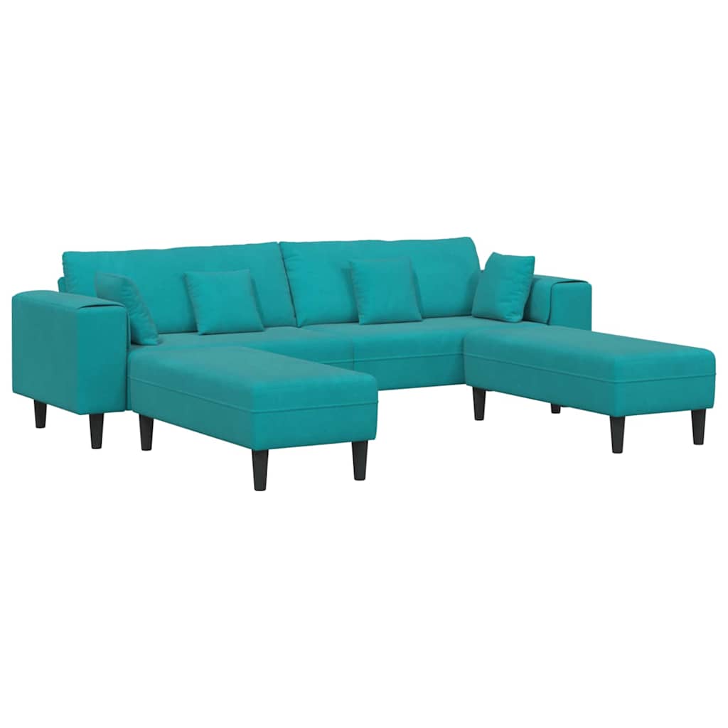 Fløjls Sofa med pude 3 pcs Turkis 208 cm Fløjl