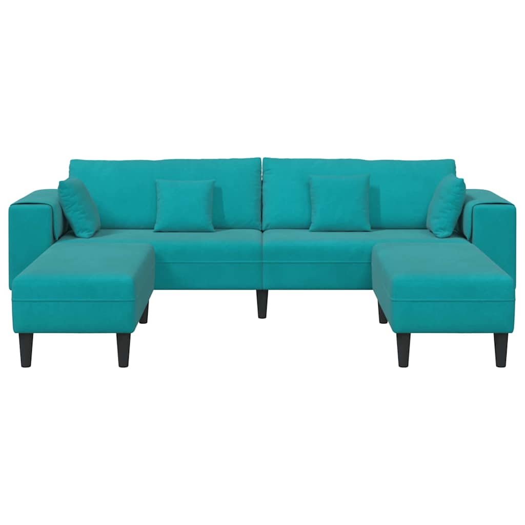 Fløjls Sofa med pude 3 pcs Turkis 208 cm Fløjl