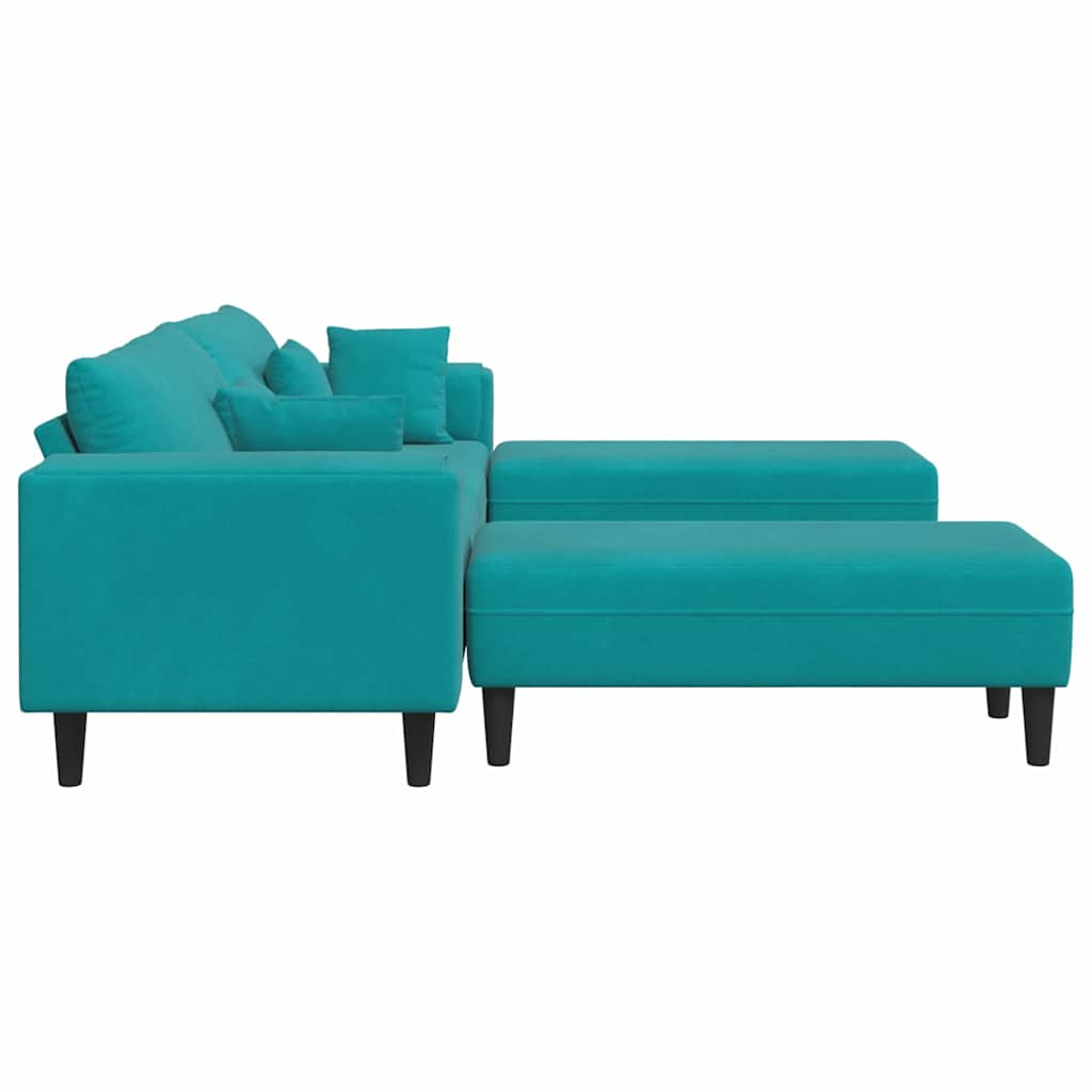 Fløjls Sofa med pude 3 pcs Turkis 208 cm Fløjl