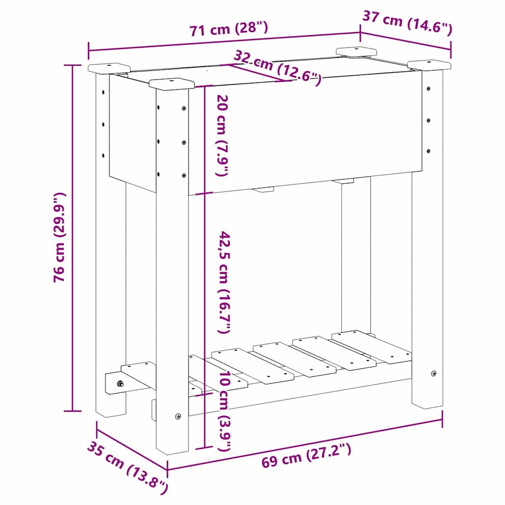 Have Blomsterkrukke Beige 71 x 37 x 76.5 cm Massivt fyrretræ