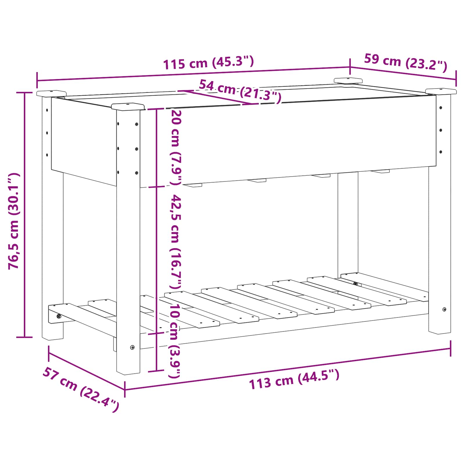 Have Blomsterkrukke Beige 115 x 59 x 76,5 cm Massivt Fyrretræ