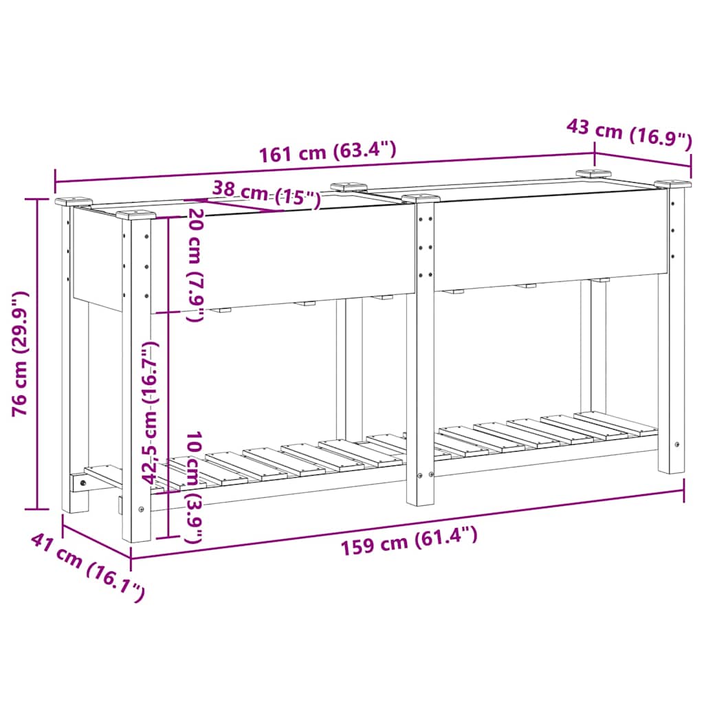 Have Blomsterkrukke Beige 161 x 43 x 76.5 cm Massivt fyrretræ