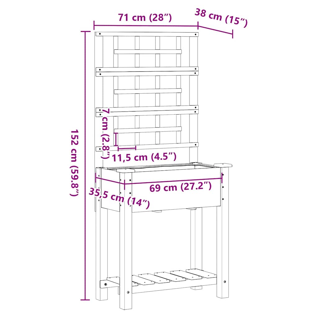 Have Blomsterkrukke Beige 71 x 38 x 152 cm Massivt fyrretræ