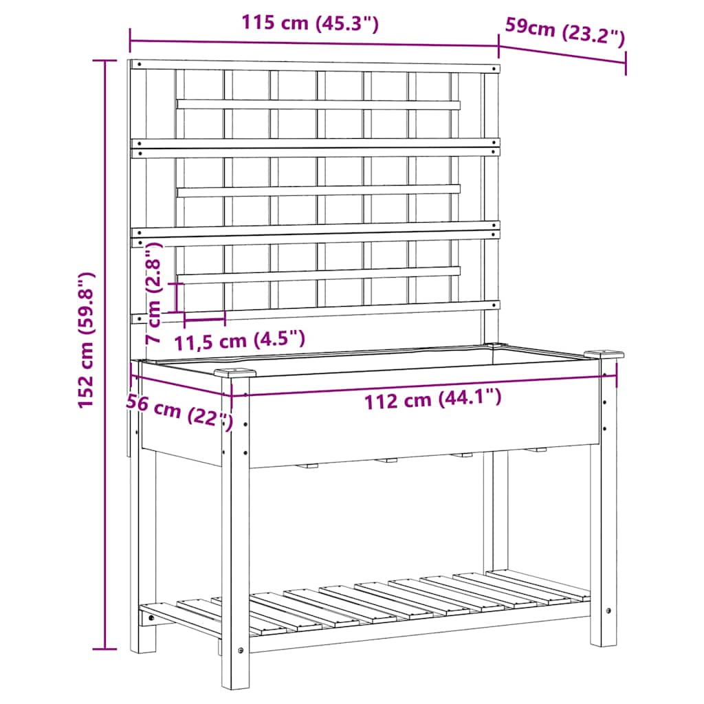 Have Blomsterkrukke Beige 115 x 60.5 x 153 cm Massivt fyrretræ