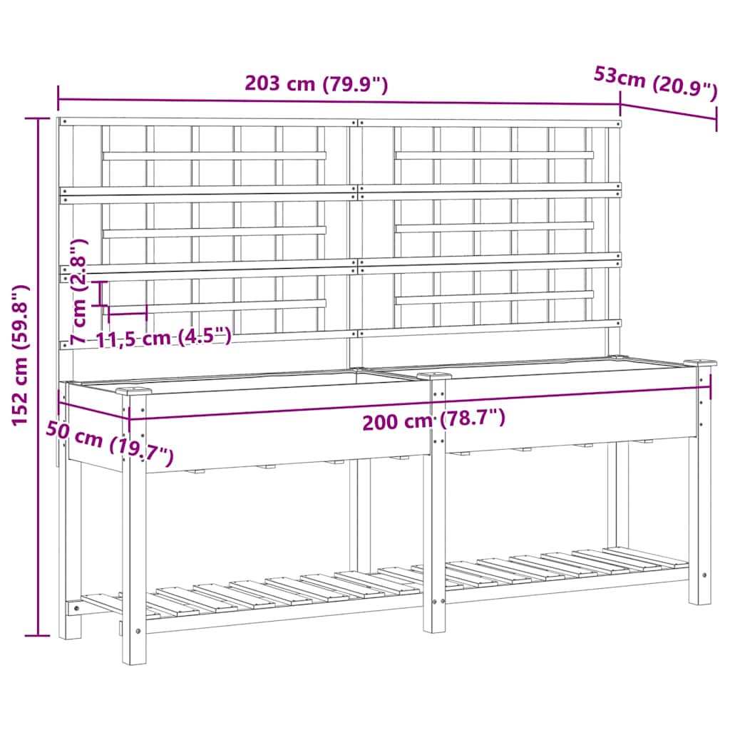 Have Blomsterkrukke med hylde Beige 203.5 x 54 x 152.5 cm