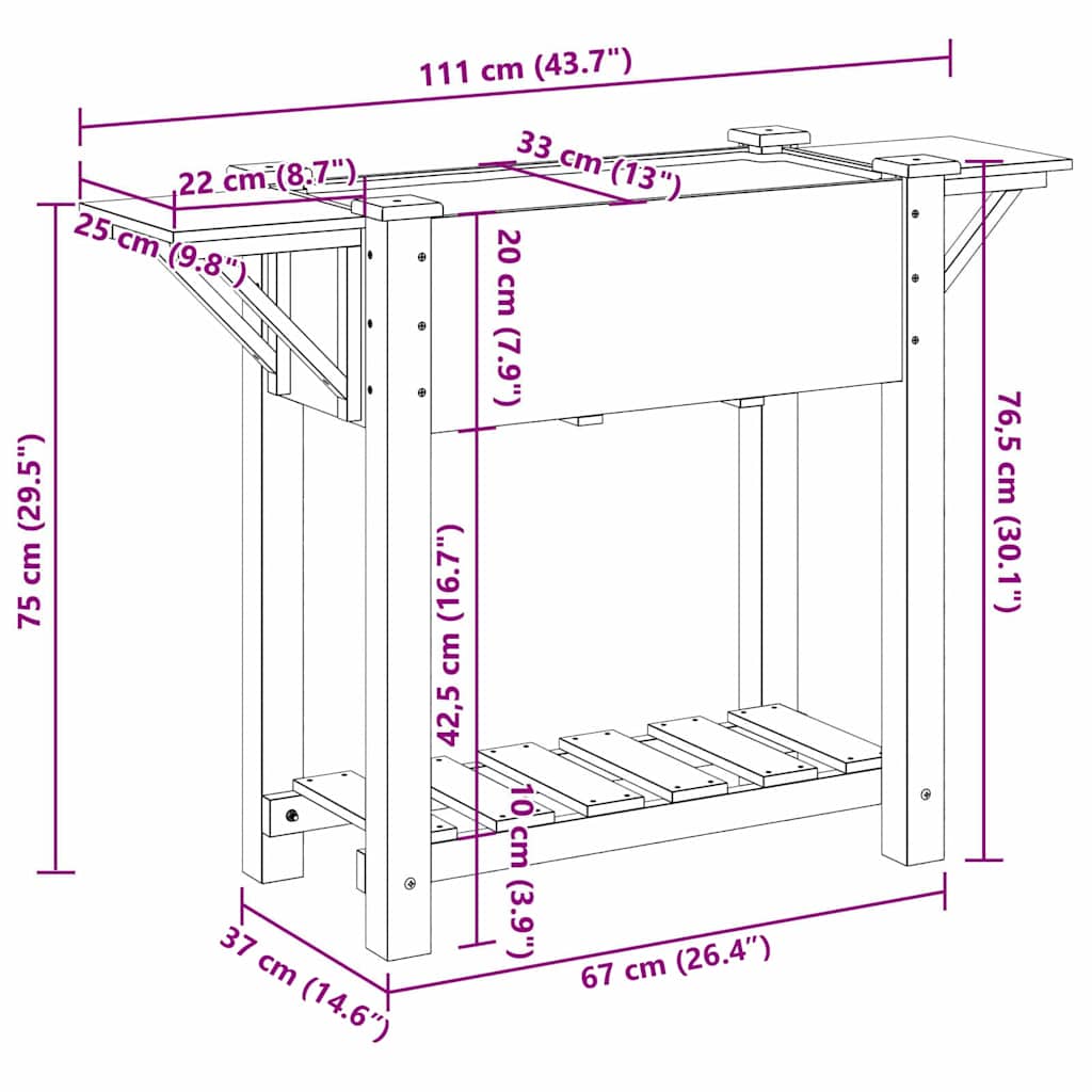 Have Blomsterkrukke Beige 111 x 37 x 76.5 cm Massivt fyrretræ
