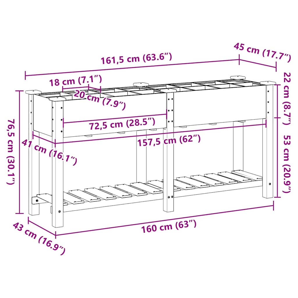 Have Blomsterkrukke Beige 161.5 x 45 x 76.5 cm Massivt fyrretræ