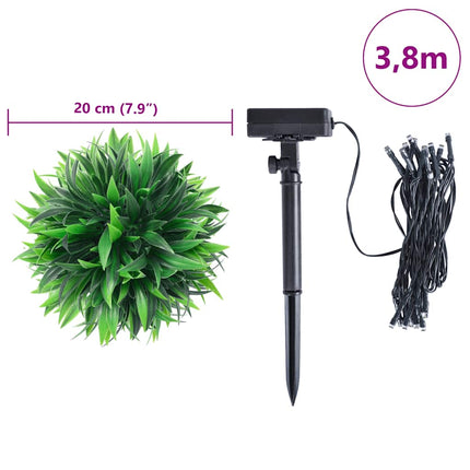 Kunstige buksbomkugler med LED-lys 2 stk Grøn 20 cm
