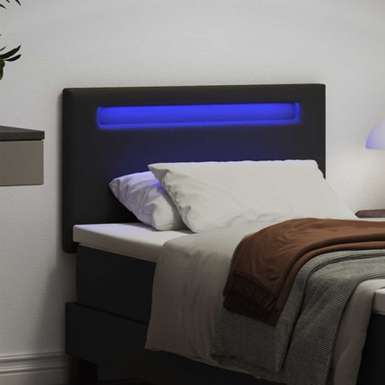 LED sengegavl Sort 90 cm Faux læder