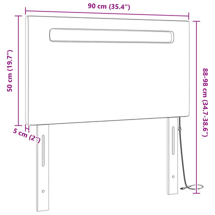 LED sengegavl Sort 90 cm Faux læder
