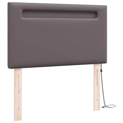 LED sengegavl Grå 90 cm Faux læder
