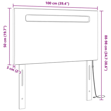 LED sengegavl Sort 100 cm Faux læder