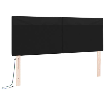 LED sengegavl Sort 144 cm Faux læder