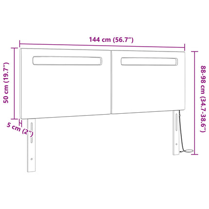 LED sengegavl Sort 144 cm Faux læder