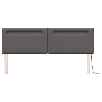LED sengegavl Grå 180 cm Faux læder