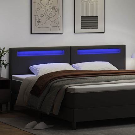 LED sengegavl Sort 200 cm Faux læder